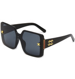 CMAOS Occhiali da sole vintage con stemma dorato per uomo - Occhiali retrò Gradient Eyewear UV400 Driving Shades Nero