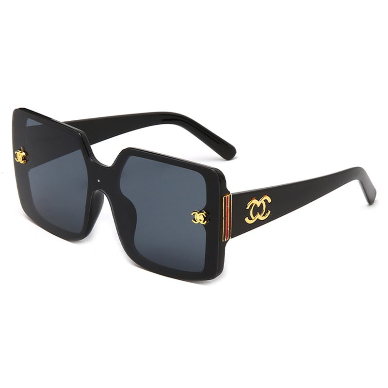 Okulary przeciwsłoneczne vintage ze złotym emblematem dla mężczyzn - okulary retro Gradient Eyewear UV400 Driving Shades Black
