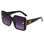 CMAOS Okulary przeciwsłoneczne vintage ze złotym emblematem dla mężczyzn - okulary retro Gradient Eyewear UV400 Driving Shades Purple