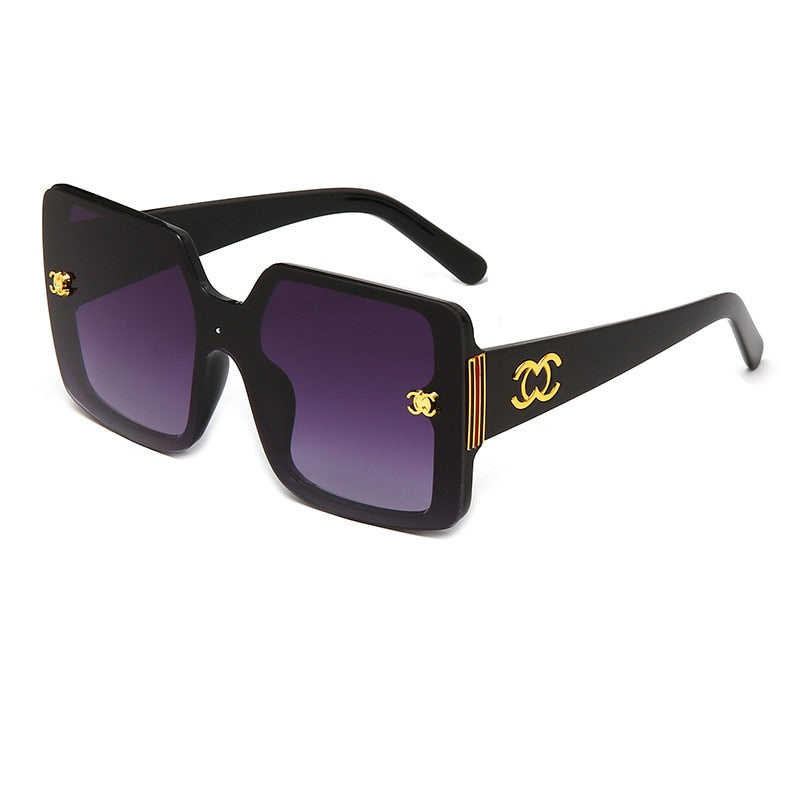 CMAOS Okulary przeciwsłoneczne vintage ze złotym emblematem dla mężczyzn - okulary retro Gradient Eyewear UV400 Driving Shades Purple
