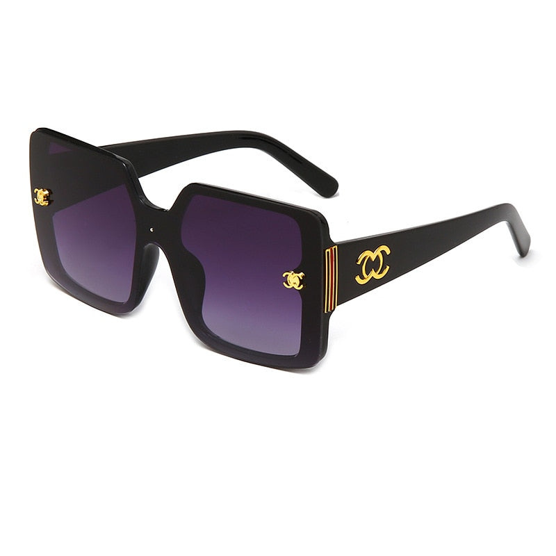 Okulary przeciwsłoneczne vintage ze złotym emblematem dla mężczyzn - okulary retro Gradient Eyewear UV400 Driving Shades Purple