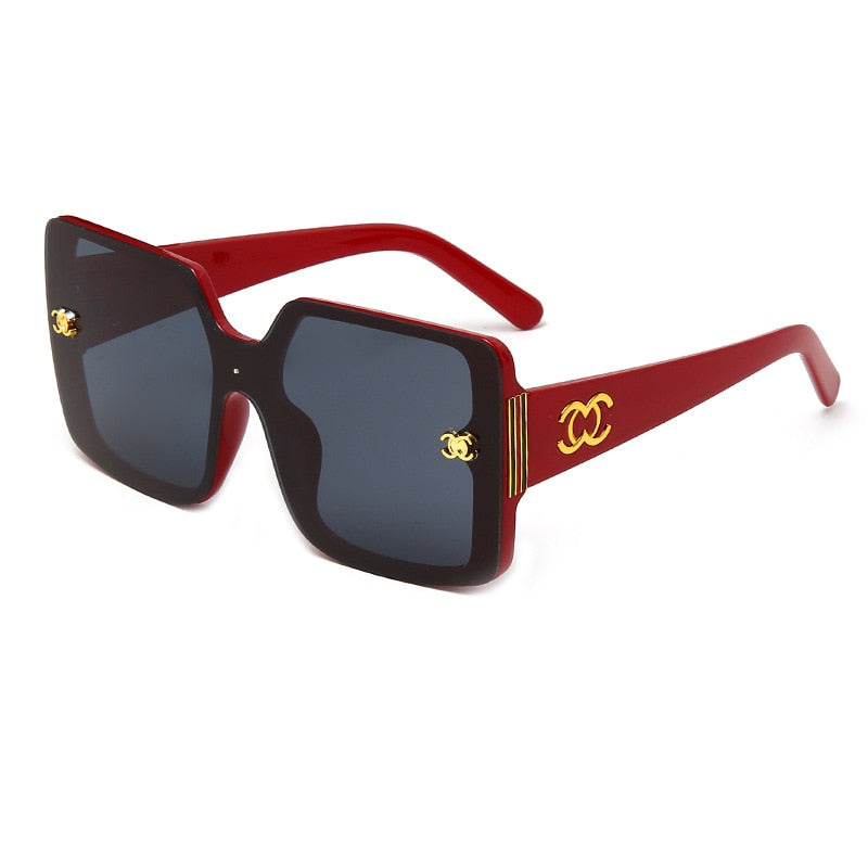 Vintage Sonnenbrille mit goldenem Emblem für Herren - Retro Brille Gradient Eyewear UV400 Driving Shades Red