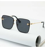 ZXWLYXGX Gafas de sol cuadradas sin montura de gran tamaño - At Emblem UV400 Gafas para mujer Negro