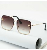 ZXWLYXGX Gafas de sol cuadradas sin montura de gran tamaño - At Emblem UV400 Gafas para mujer Marrón