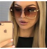 ZXWLYXGX Übergroße Randlose Quadratische Sonnenbrille - At Emblem UV400 Brille für Damen Hellrosa