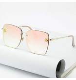 ZXWLYXGX Lunettes de soleil carrées sans monture surdimensionnées - Lunettes At Emblem UV400 pour femme Rose clair