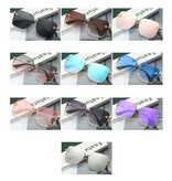 ZXWLYXGX Lunettes de soleil carrées sans monture surdimensionnées - Lunettes At Emblem UV400 pour femme Tea