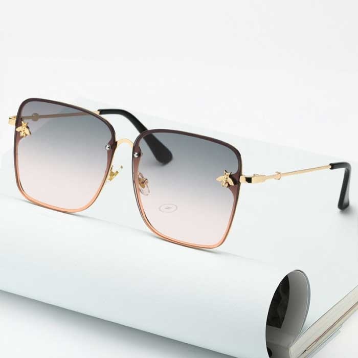 ZXWLYXGX Oversized Rimless Square Sunglasses - At Emblem UV400 Glasses For Women Tea