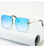 ZXWLYXGX Gafas de sol cuadradas sin montura de gran tamaño - At Emblem UV400 Gafas para mujer Azul