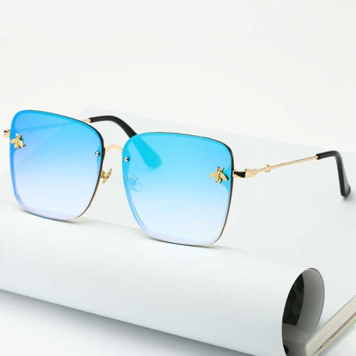Gafas de sol cuadradas sin montura de gran tamaño - At Emblem UV400 Gafas para mujer Azul
