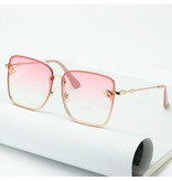 ZXWLYXGX Lunettes de soleil carrées sans monture surdimensionnées - Lunettes At Emblem UV400 pour femme Rose