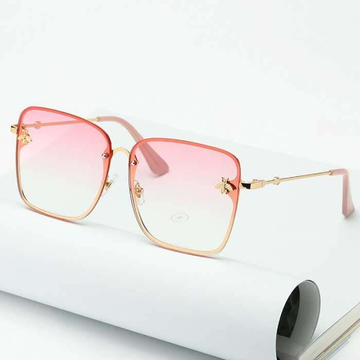 Kwadratowe okulary przeciwsłoneczne oversize bez oprawek - At Emblem UV400 Okulary dla kobiet Różowe