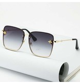 ZXWLYXGX Gafas de sol cuadradas sin montura de gran tamaño - Gafas At Emblem UV400 para mujer en blanco y negro