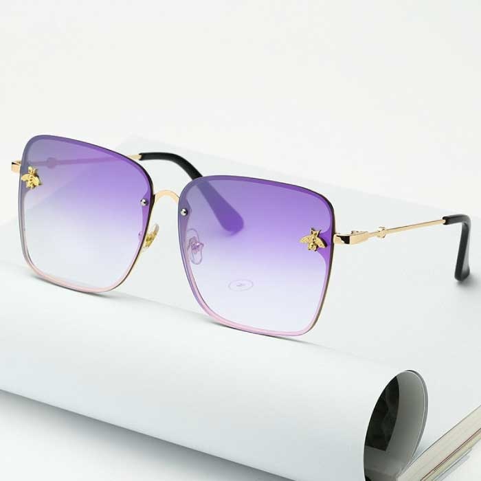 Kwadratowe okulary przeciwsłoneczne oversize bez oprawek - At Emblem UV400 Okulary dla kobiet Fioletowe