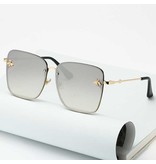 ZXWLYXGX Kwadratowe okulary przeciwsłoneczne oversize bez oprawek - At Emblem UV400 Okulary dla kobiet w kolorze szarym