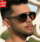 LeonLion Classic Punk Sunglasses for Men - Designer Vintage Glasses UV400 Eyewear Black