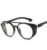 LeonLion Klasyczne punkowe okulary przeciwsłoneczne dla mężczyzn - Designerskie okulary vintage UV400 Okulary czarne