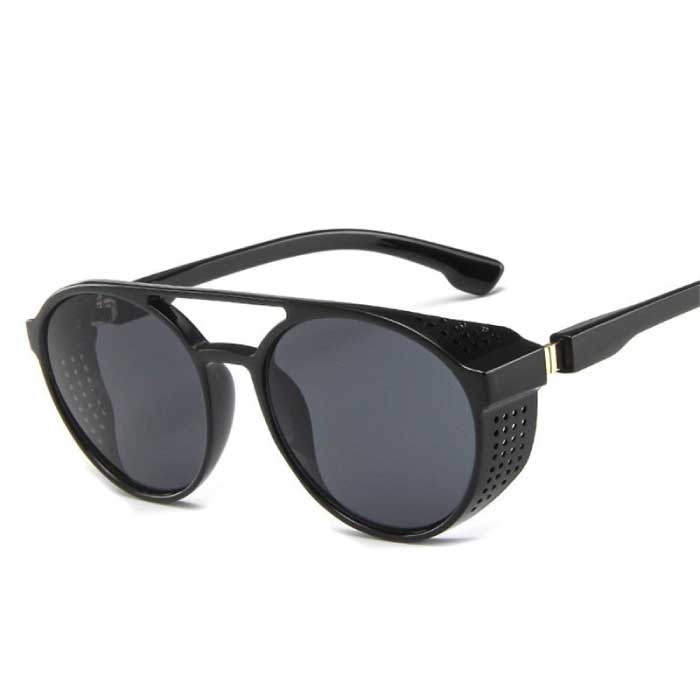 Classic Punk Sunglasses for Men - Designer Vintage Glasses UV400 Eyewear Black