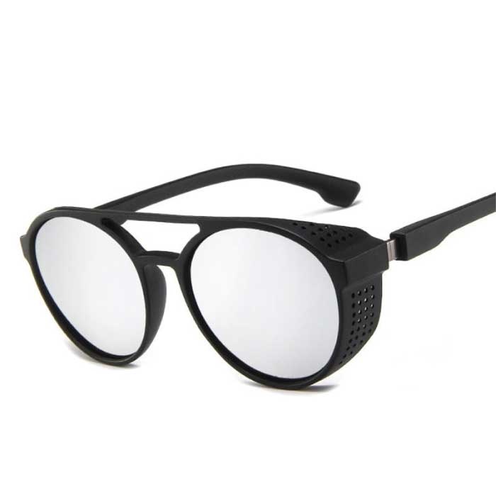 Klasyczne punkowe okulary przeciwsłoneczne dla mężczyzn - Designerskie okulary vintage UV400 Okulary srebrne