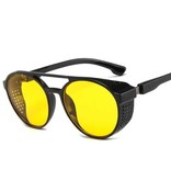 LeonLion Klasyczne punkowe okulary przeciwsłoneczne dla mężczyzn - Designerskie okulary vintage UV400 Okulary przezroczyste