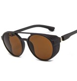LeonLion Klasyczne punkowe okulary przeciwsłoneczne dla mężczyzn - Designerskie okulary vintage UV400 Okulary Brązowe