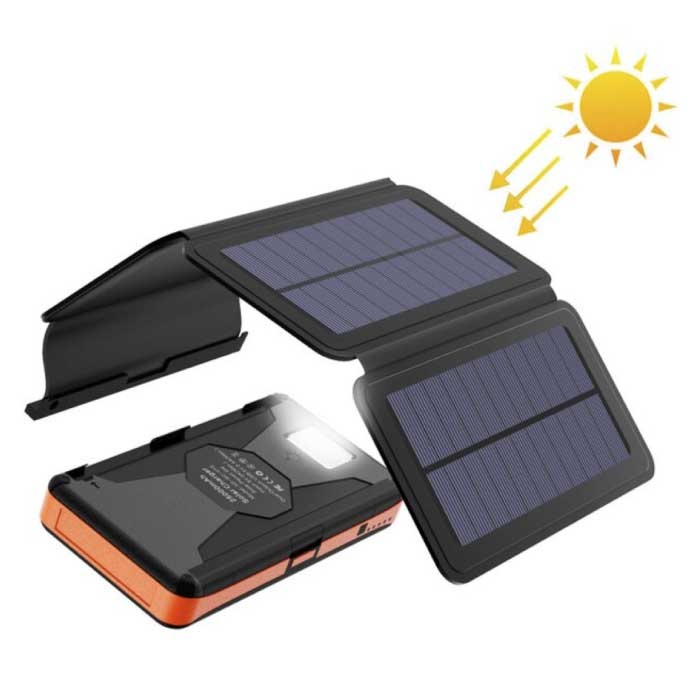 26800mAh Draagbare Solar Powerbank 4 Zonnepanelen - Flexibele Zonne-energie Batterij Oplader 7.5W Zon Oranje