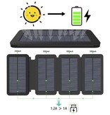 LEIK 26800mAh Przenośny bank energii słonecznej 4 panele słoneczne - Elastyczna ładowarka do baterii słonecznych 7,5W Sun Orange