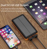 LEIK 26800mAh Portable Solar Power Bank 4 panneaux solaires - Chargeur de batterie à énergie solaire flexible 7.5W Sun Orange