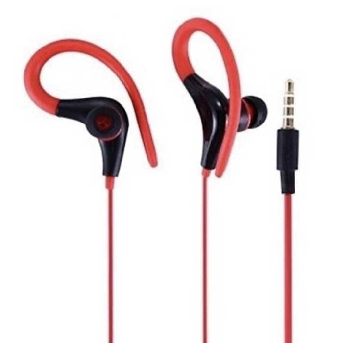 3.5mm AUX Earbuds with Ear Hook - Earphones Wired Earphones Earphones Red