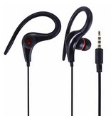 Meuyag 3.5mm AUX Oordopjes met Oorhaak - Oortjes Wired Earphones Oortelefoon Rood