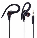 Meuyag Écouteurs AUX 3,5 mm avec crochet d'oreille - Écouteurs filaires Écouteurs Rouge