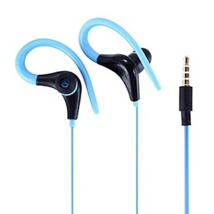 3.5mm AUX Earbuds with Ear Hook - Earphones Wired Earphones Earphones Blue