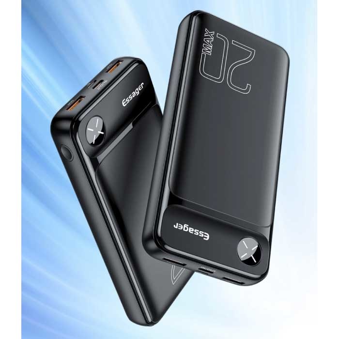 Power Bank Caricatore 20000 mAh 20W 3 Porte Output con Cavo Micro