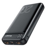 Essager Power Bank 20.000 mAh mit 3 Ladeanschlüssen - 20 W PD Externer Notfallakku LED-Anzeige Ladegerät Ladegerät Schwarz