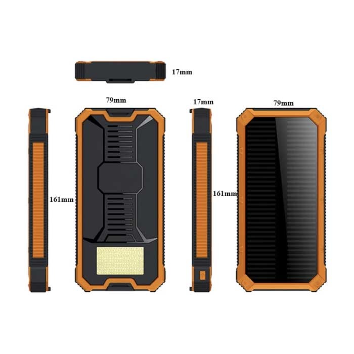 80.000 mAh Solar Power Bank con 2 porte USB - Torcia incorporata