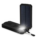 OLOEY 80.000mAh Solar Power Bank with 2 USB Ports - Built-in Flashlight - External Emergency Battery Battery Charger Charger Sun Black