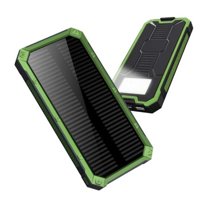 80.000mAh Solar Power Bank with 2 USB Ports - Built-in Flashlight - External Emergency Battery Battery Charger Charger Sun Green