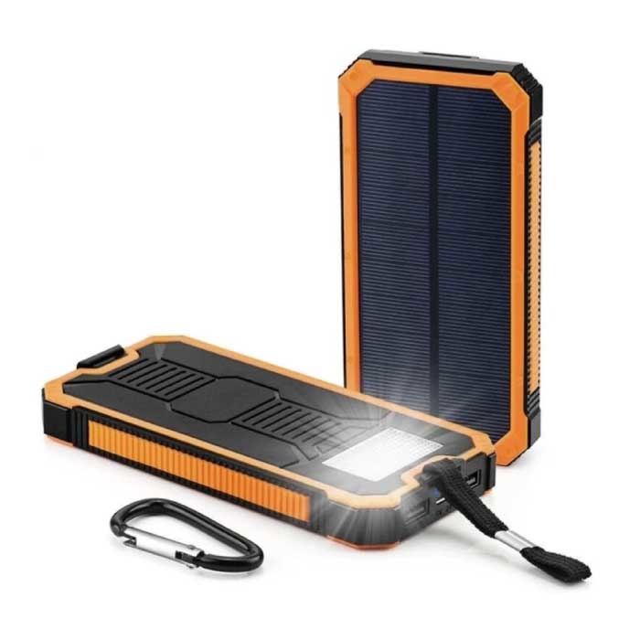 80.000 mAh Solar Power Bank mit 2 USB Ports - Eingebaute Taschenlampe - Externer Notfallakku Akkuladegerät Ladegerät Sun Orange