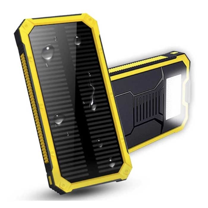 80.000 mAh Solar Power Bank con 2 porte USB - Torcia incorporata - Caricabatteria di emergenza esterno Caricabatterie Sun Yellow