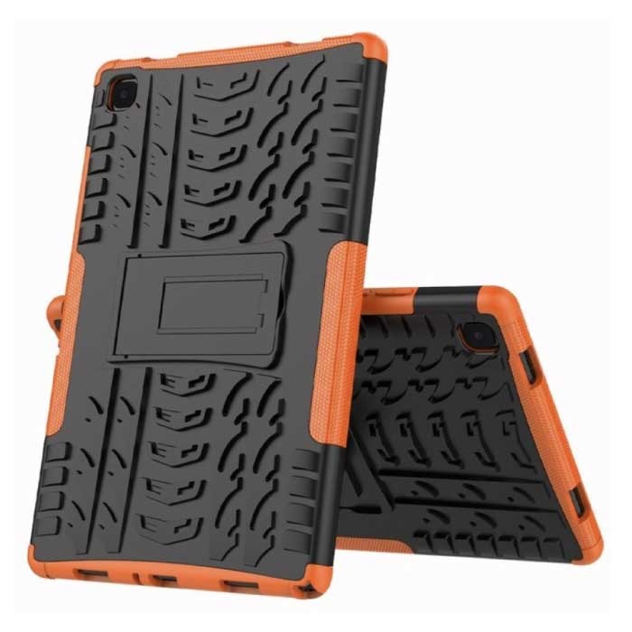 Samsung Galaxy Tab A7 (10.4") Funda a Prueba de Golpes con Soporte - Funda Multifuncional Naranja