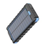 OLOEY 80.000mAh Solar Power Bank with 2 USB Ports - Built-in Flashlight and Compass - External Emergency Battery Battery Charger Charger Sun Blue