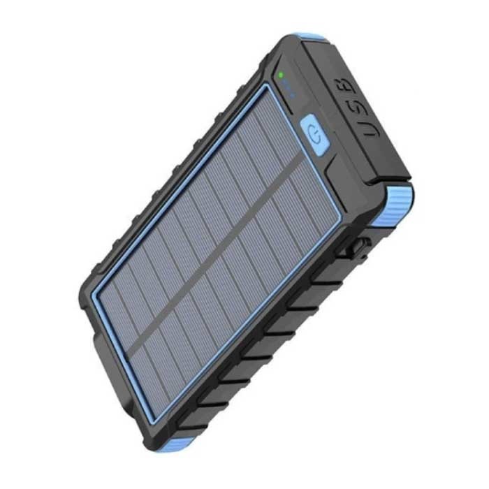 80.000mAh Solar Power Bank with 2 USB Ports - Built-in Flashlight and Compass - External Emergency Battery Battery Charger Charger Sun Blue