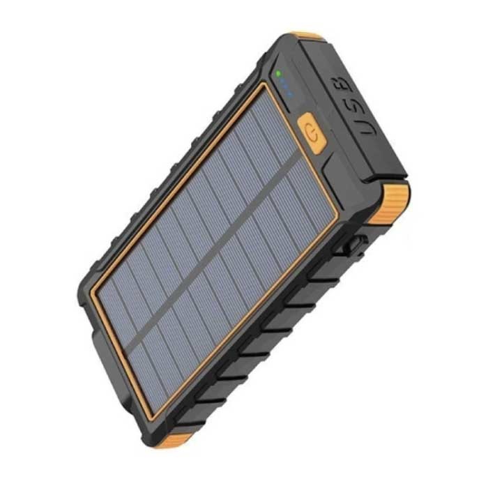 80.000mAh Solar Power Bank with 2 USB Ports - Built-in Flashlight and Compass - External Emergency Battery Battery Charger Charger Sun Orange