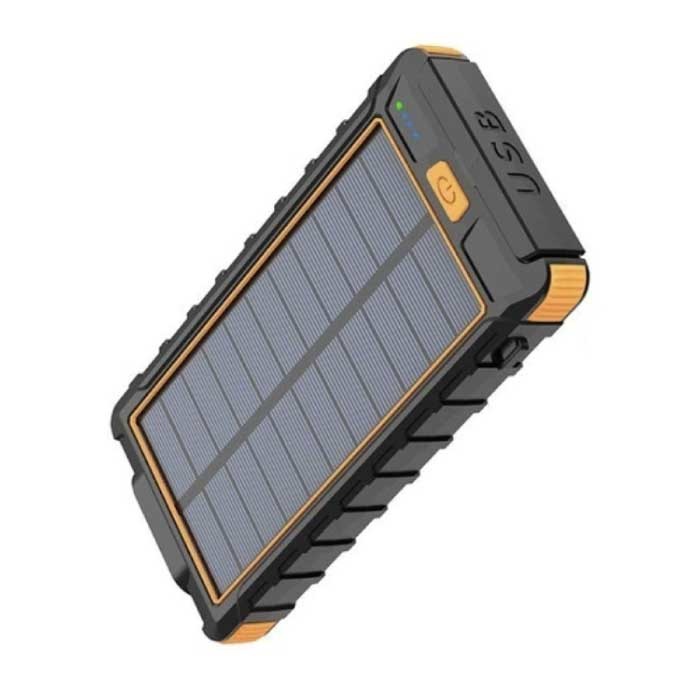 Banque d'alimentation solaire 80 000 mAh avec 2 ports USB - Lampe de poche et boussole intégrées - Chargeur de batterie de secours externe Chargeur Sun Orange
