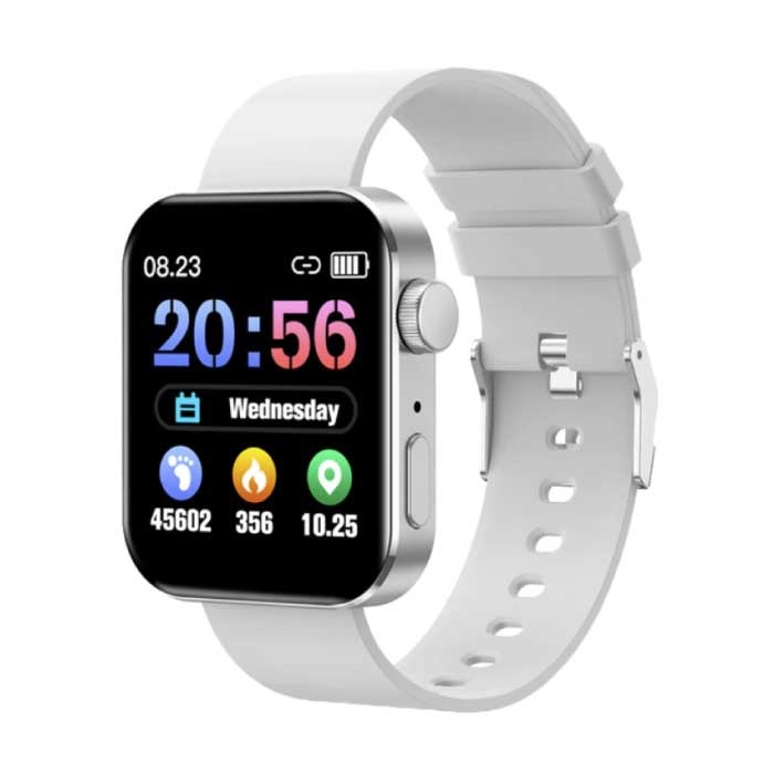 Smartwatch Smartband Smartfon Fitness Sportowy zegarek do śledzenia aktywności IP67 iOS iPhone Android Silikonowy pasek Biały