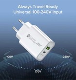 Maerknon Ładowarka z podwójnym portem - PD / Quick Charge 3.0 - 20W Power Delivery Szybkie ładowanie USB - Ładowarka ścienna Ładowarka sieciowa AC Adapter ładowarki czarny