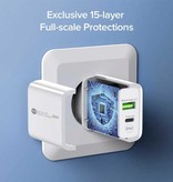 Maerknon Chargeur à prise double port - PD / Quick Charge 3.0 - 20W Power Delivery USB Fast Charge - Chargeur mural Wallcharger AC Home Charger Adapter Noir