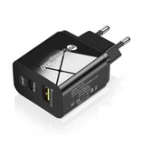 Maerknon Caricabatterie con spina a doppia porta - PD / Quick Charge 3.0 - 20W Power Delivery USB Fast Charge - Caricabatterie da parete Caricabatterie AC Adattatore per caricabatteria da casa Nero