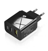 Maerknon Chargeur à prise double port - PD / Quick Charge 3.0 - 20W Power Delivery USB Fast Charge - Chargeur mural Wallcharger AC Home Charger Adapter Noir