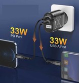 Lovebay 65W GaN Dual Port Plug Charger - PD / Quick Charge 3.0 - Power Delivery USB Fast Charge - Wall Charger Wallcharger AC Home Charger Adapter Schwarz